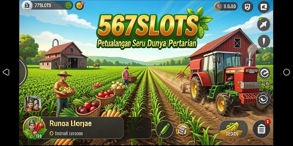 Tampilan gameplay menarik dalam 567SLOTS yang menghadirkan dunia pertanian.