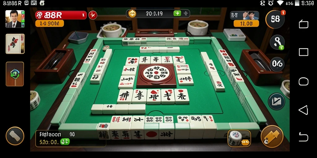 Screenshot 888R menampilkan serunya bermain Mahjong dengan grafis menarik.