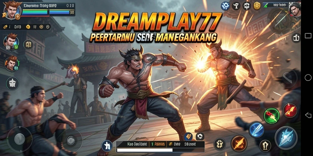 Tangkapan layar menunjukkan pertarungan intens dalam DREAMPLAY77.