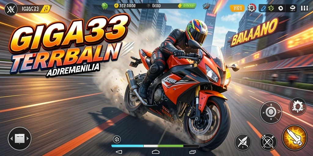 Gameplay GIGA33 yang mendebarkan dengan balapan motor yang seru.