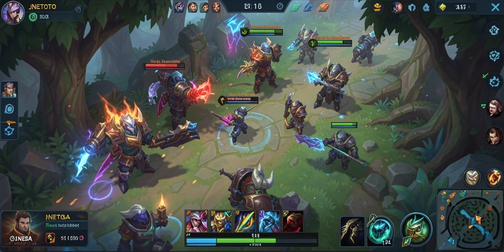 Tampilan gameplay mendebarkan dari JNETOTO saat karakter bertarung di arena.