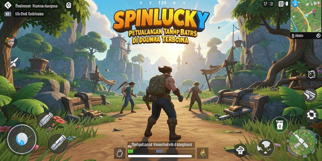 Tampilan gameplay SPINLUCKY di dunia terbuka yang luas dan menantang.